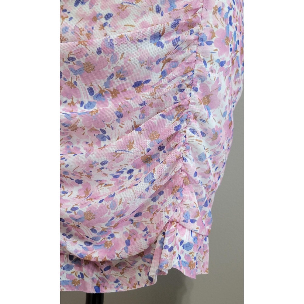 NWT🌸Free People🌸Pink Floral Ruched Mini Skirt - Picture 6 of 6